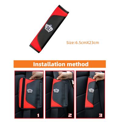 A PU Leather Diamond-encrusted Crown Carbon Fiber Car Carbon Fiber Seat Belt Shoulder Protector Car Upholstery