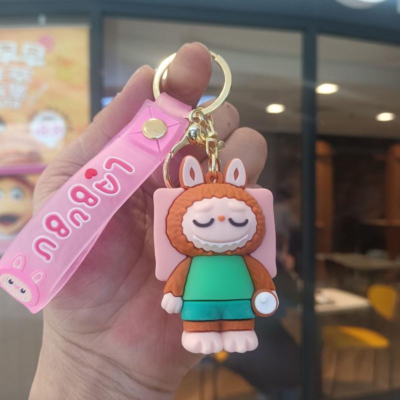 Cartoon Labubu Pendant Keychain Cute Little Lamb Doll Schoolbag Hanging Gift