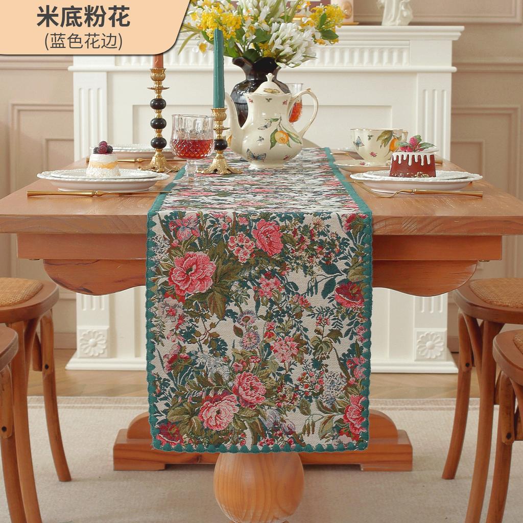 Table Runner Cotton Linen Rectangle Tabletop Decoration Embroider Tablecloth for Wedding Kitchen Holiday Party Home Decor
