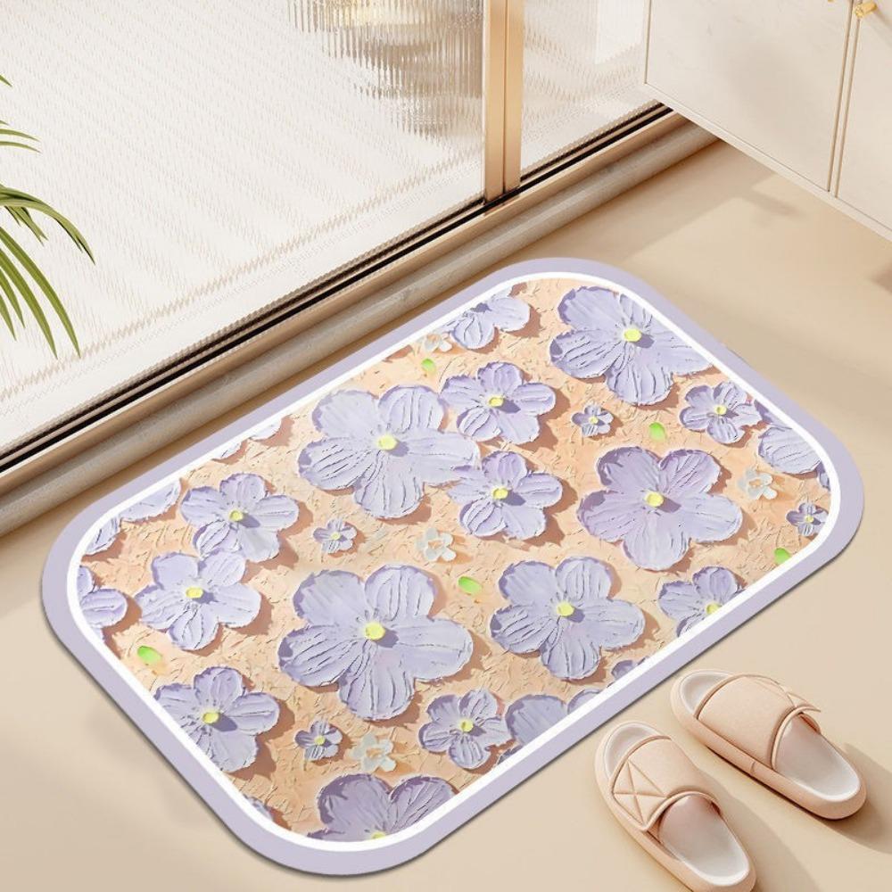 2 stücke Blume Toilette Rutschfeste Matte Toilette Tür Saugfähigen Badezimmer Schmutz-beständig Kieselalgen Schlamm Kissen