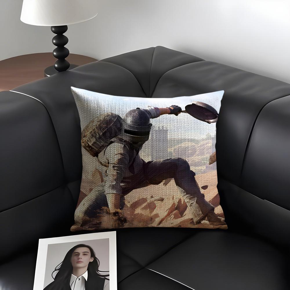 

PPUBG Game Cushion Cover Natural Linen Organic Fabric DoubleSided Printing Sofa Home Decor Gift Pillow Case 30x30cm