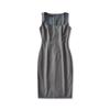 French Square Neck Sleeveless Summer Dress - High Waist Slim Bodycon with Slit