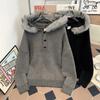 Sweater for Women Hooded Pullover Knit Sweater Warm Knitted Stretchy Long Sleeve Thickened Jumper Sweater Tops