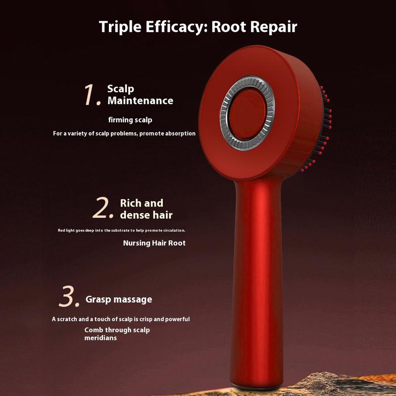 Scalp Massage Comb Red Light 3 Modes Rechargeable Hair Care Comb with Liquid Applicator 72 Round Teeth for Scalp Relaxation