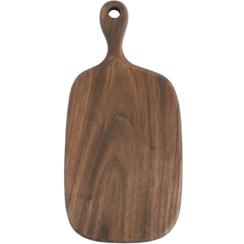 1pc Wood Small Cutting Board with Handle, Black Walnut Wooden Chopping Boards for Bread, Vegetables & Fruits, Dinner Cheese Board with Hole