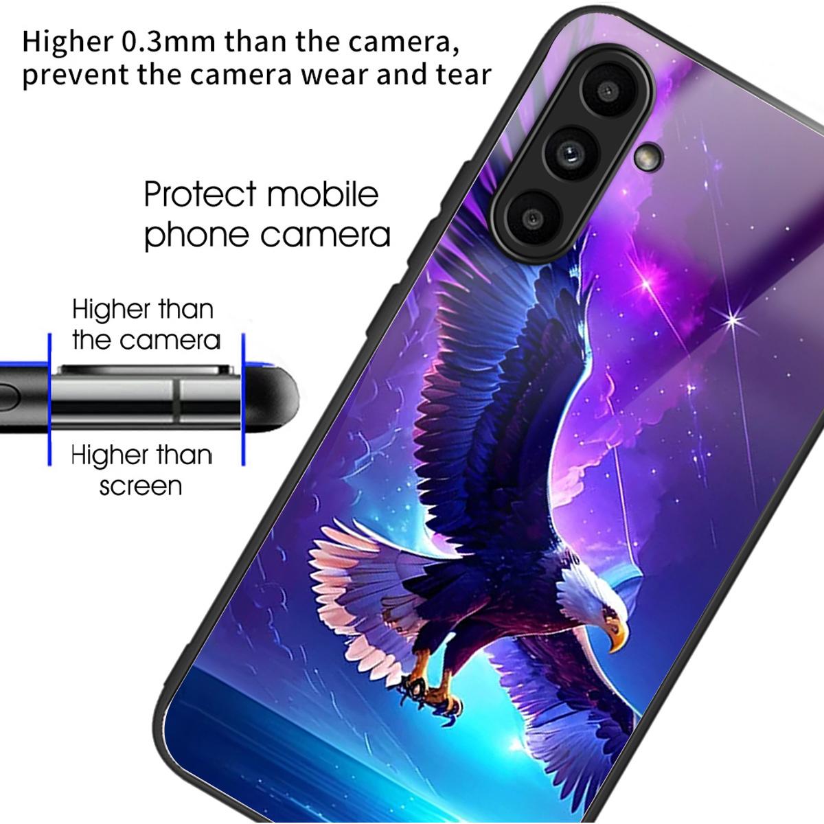 

For Samsung Galaxy A25 5G (Global) (161.0 X 76.5 X 8.3mm) Back Case TPU+Tempered Glass Phone Cover Flying Eagle