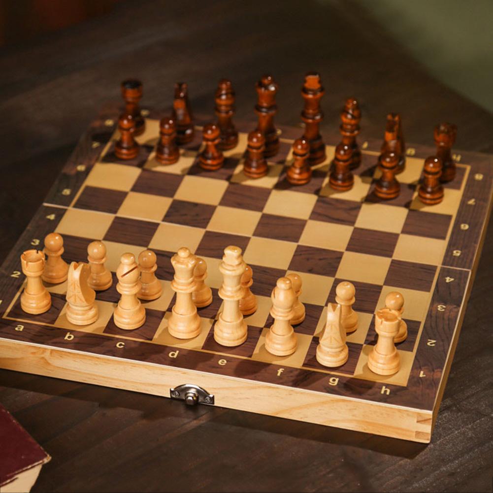 32pcs Wooden Checkers Standard Tournamen Staunton 2.2in King Figures Chess Game Pawns Figurine Pieces Chess Pieces Only No Board