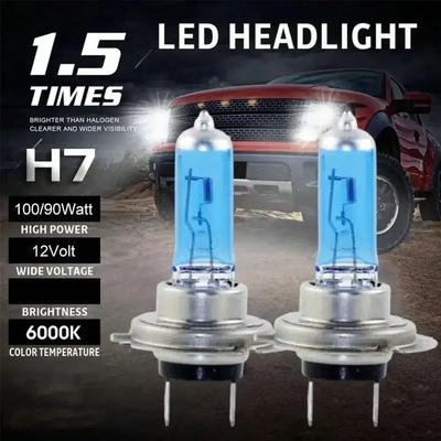 2pcs H7 100W 12V 55W Super Bright White Fog Lights Halogen Bulb High Power Car Headlights Lamp Car Light Source Parking