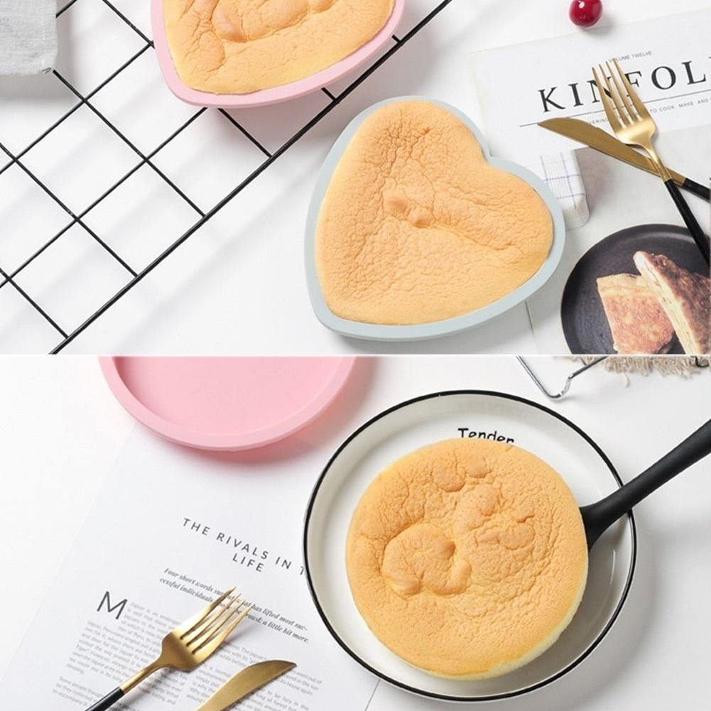 New 4Pcs/set 6 Inches Silicone Small Plate Cake Mold Round Heart-shaped Layered Baking Tray Silicone Mol