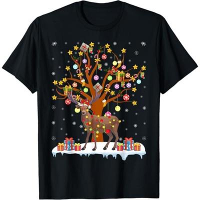 Moose Xmas Lighting Tree Santa Moose Christmas Tree T-Shirt TRU Mens Womens Tank Top Sweatshirt Hoodie Longsleeve Black