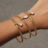 Stackable Punk Geometric Zircon Pendant Bracelet for Women Gold PVD Plated Stainless Steel for Layered Jewelry Look
