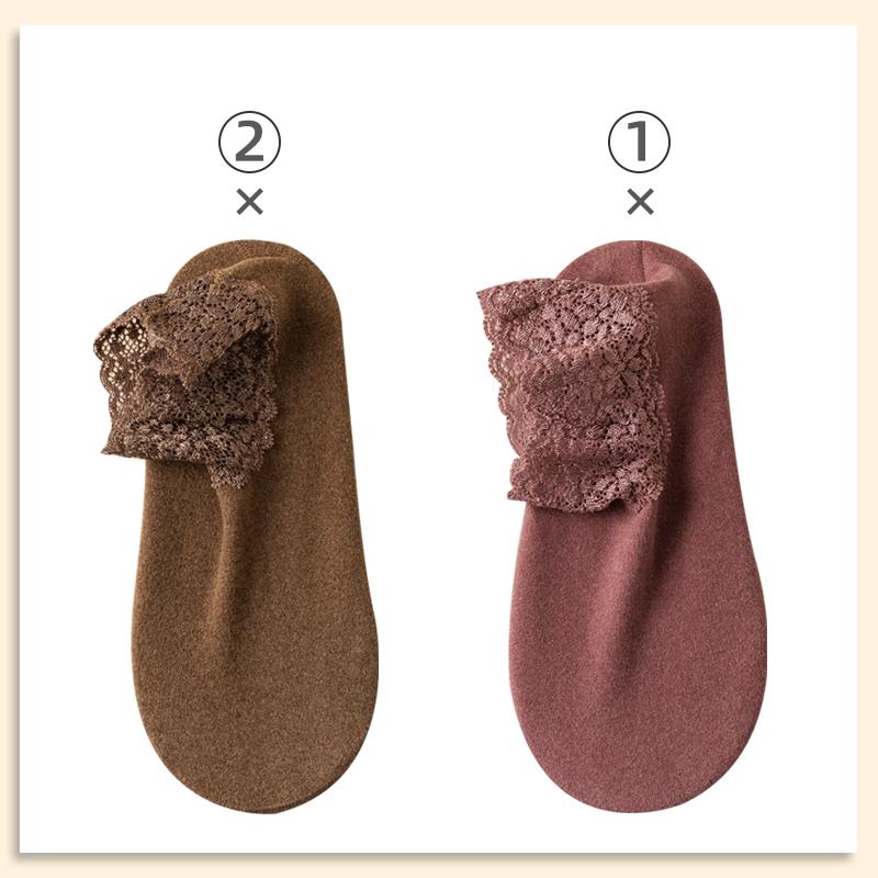 6pcs=3 Pairs Autumn Winter Women Soft Velvet Lace Socks Thick Silk Socks Non-Slip Bottom Solid Fashion Lace Breathable Sock
