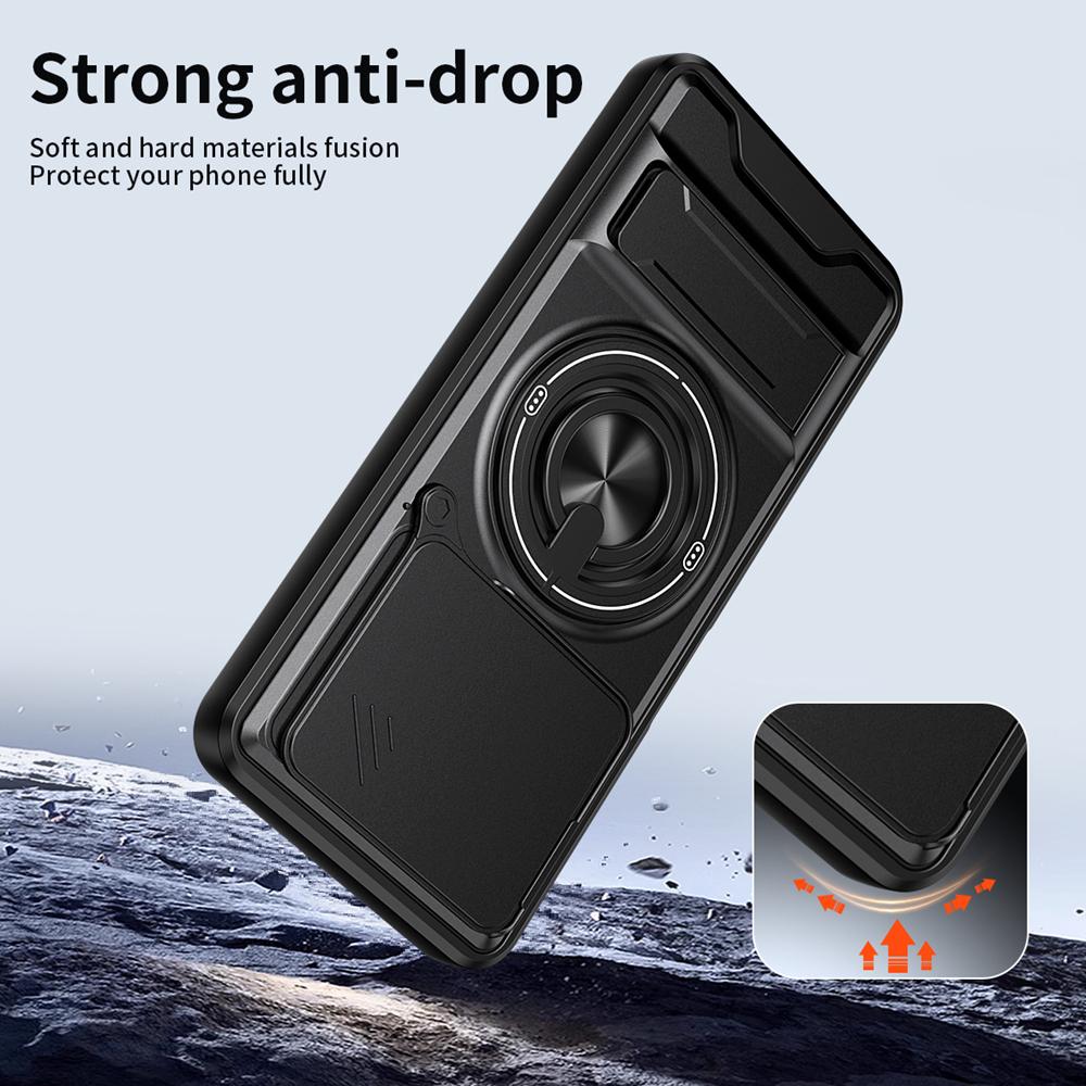 KEYSION Magnetic Phone Case for Realme Note 60 60X Slide Camera Protection Upright Kickstand 360° Ring Shockproof Back Cover