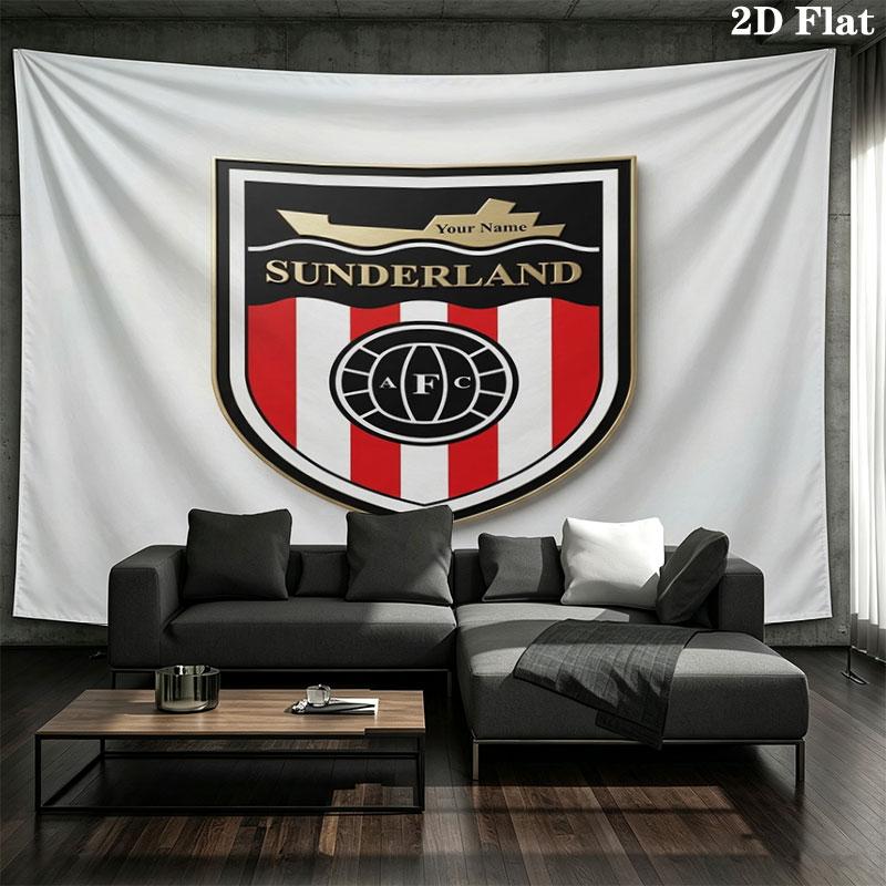 Sunderland A.F Custom Name Wall Tapestry Aesthetic Wall Hanging Printed Fabric Blanket Decorative Tapestries for Bedroom Living Room Home Decor