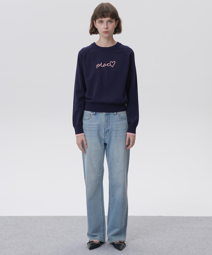 PLAC WOMEN Raglan Plack Pullover Knit Navy