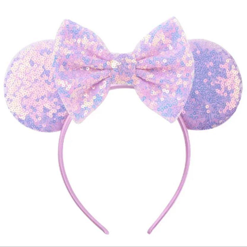 Neue fluoreszierende Farben Mausohren Stirnband für Mädchen Glänzende Pailletten Schleife Haarband Festival Party Cosplay DIY Haarschmuck