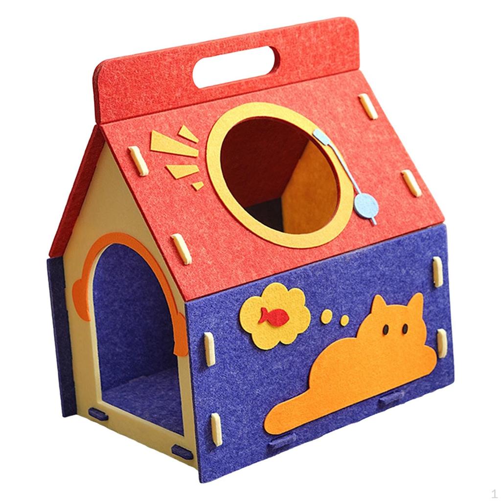 Cat House Cozy Bed Cave Handle Design Warm Funnest Play and Rest Scratch Resistant Easy Assembly