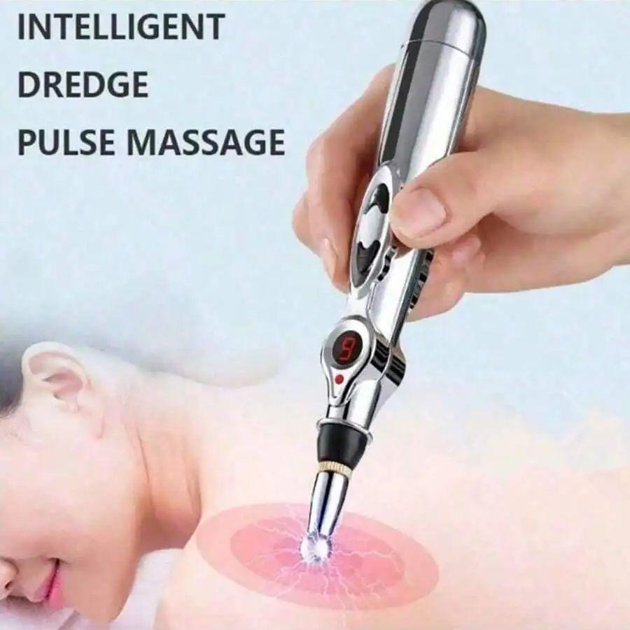 Elektryczny długopis do masażu Regulowany do masażu ciała, pleców, dłoni, Naciskaj i relaksuj mięśnie, Zasilany bateryjnie Srebrny