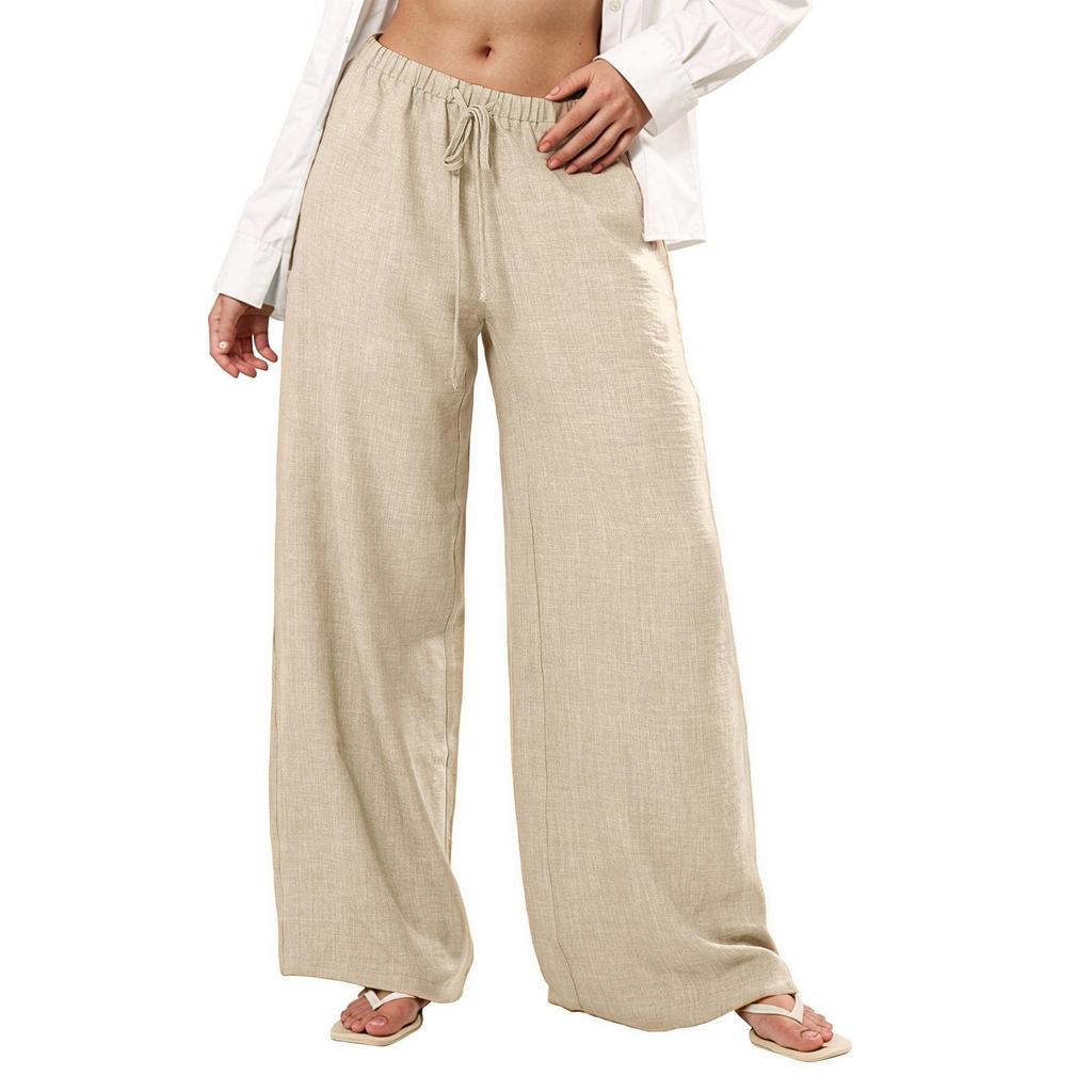 Damen Farbe Elastische Taille Taschen Locker Lässig Hosen für den Alltag