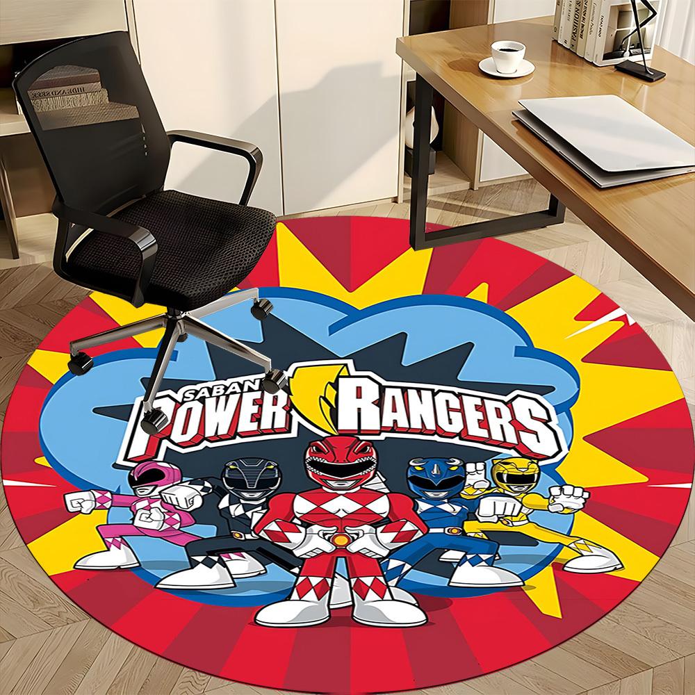 1pc Power Rangers Office Round Area Rug, Indoor Mat Suitable For Office, Under Office Chairs Bedroom Living Room Home Decor, Room Deco