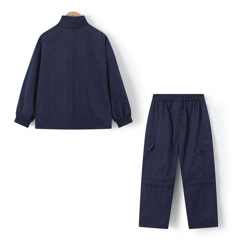 MengteJiao 2025 Unisex Kids' Workwear Style Jacket & Jogger Set