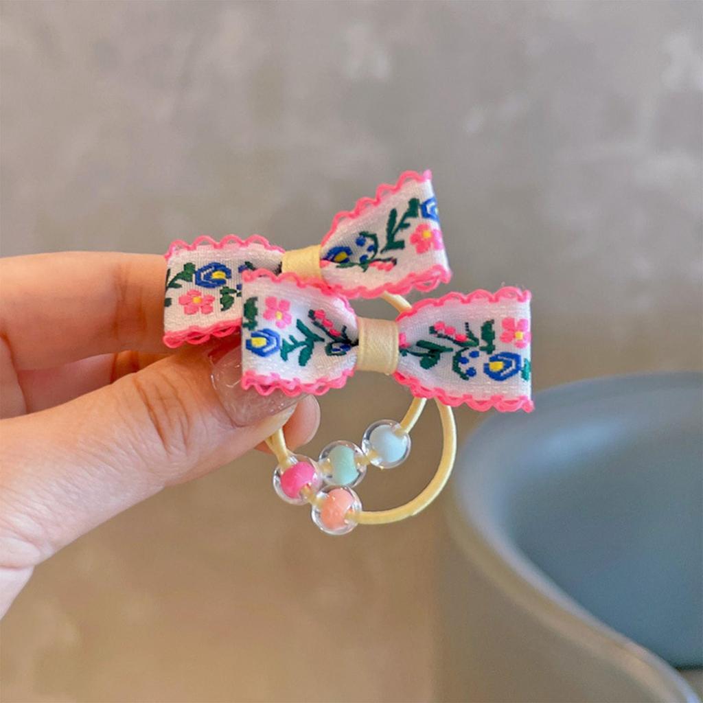 OuJyO Haargummis für süße gestickte Schleifen Haargummi-Set Schwarzes Haar Haargummis für Mädchen Haaraccessoires für modisches Kleinkindhaar