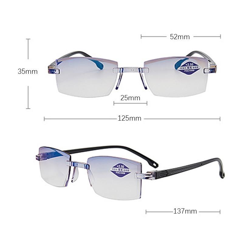 Latest Diamond Cut Bifocal Progressive Reading Glasses Men Blue Light Blocking Multifocal Glasses Ultra Lightweight Frameless Eye Wear