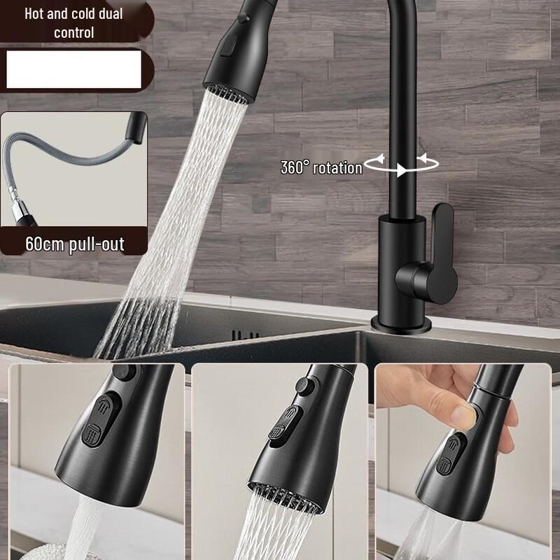 TLXT Wall-Mounted Pull-Out Kitchen Faucet