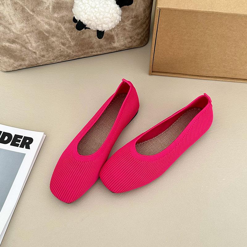Fashion Women Leisure Flats Summer Autumn Flat Shoes Breathable Knitted Leopard Print Slip-on Female Daily Walking Driving Loafers