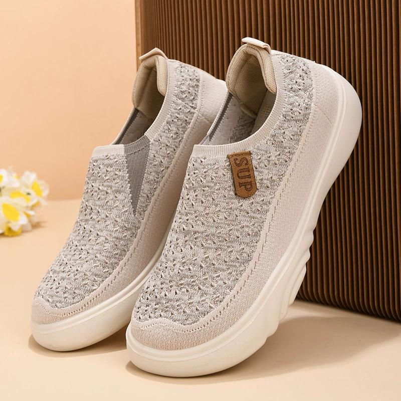 Women's Breathable Knit Loafers Comfortable Slip-On Walking Shoes with Soft Sole Shoes