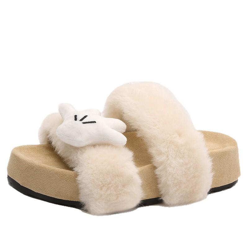 Popular simple and versatile 2025 new Mao Mao drag women wear autumn and winter one-word cotton slippers wear non-slip slippers women