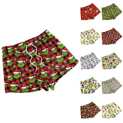 Women's Fashionable Loose-Fit Pajama Shorts With Fleece Christmas Print Casual Pants