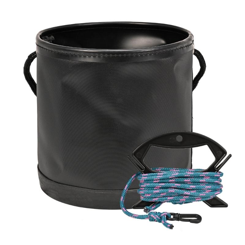 Portable Integrated Fish Bucket Fish Box EVA Folding Fish Bucket with Rope Colorful Fishing Tackle Bucket Water Bucket чёрный