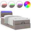 Ottoman Bed with Mattress & LEDs Taupe 80x200 Cm Fabric