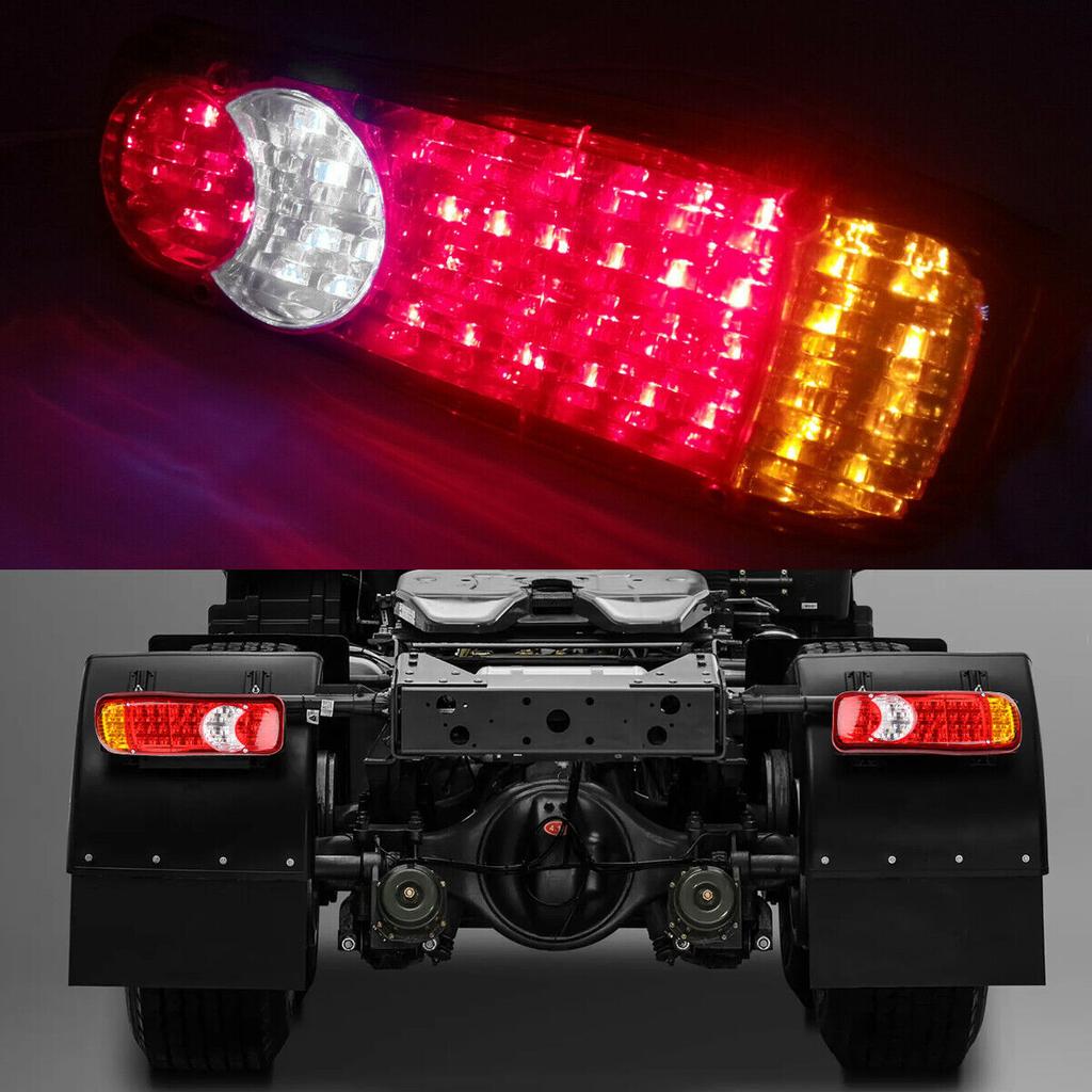 2PCS Trailer Tail Light 24V Car Trucks Lorry Rear Taillight Brake Light 12V Stop Reversing Running Lights 46LED Side Lamp