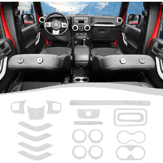 18PCS Full Set Interior Trim Kit For Jeep Wrangler JK JKU 2011-2018 4 Door,Center Console Door Handle Side Outlet Cup Holder Gear Cover Trim (Purple)