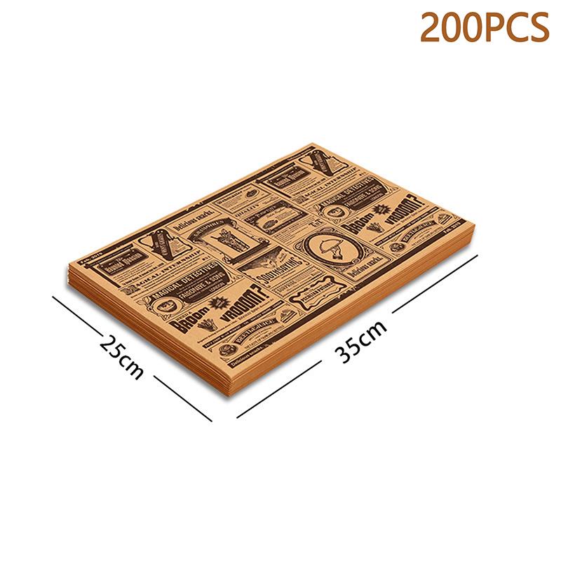 

200/500 шт. Маслопоглощающая бумага Американский винтаж Маслостойкая бумага Пищевой класс Бумага для выпечки хлеба, бургеров, картофеля фри Кухня Ресторан