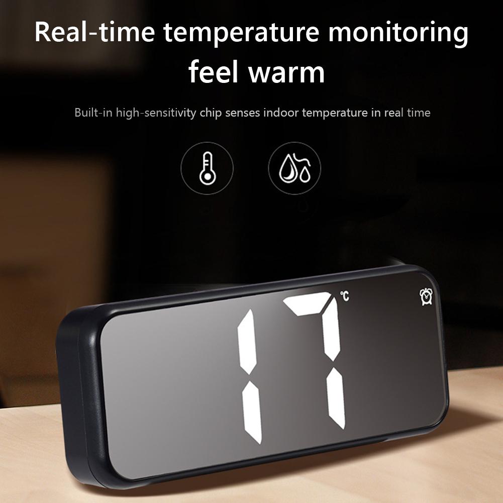 Zrcadlový LED budík s funkcí Snooze 12/24H digitální budík Teplota Zobrazení data Tabulka Zrcadlové hodiny Stolní dekorace
