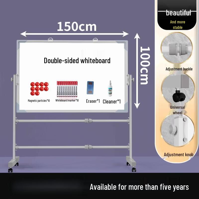 Double-Sided Magnetic Whiteboard with Silver Stand