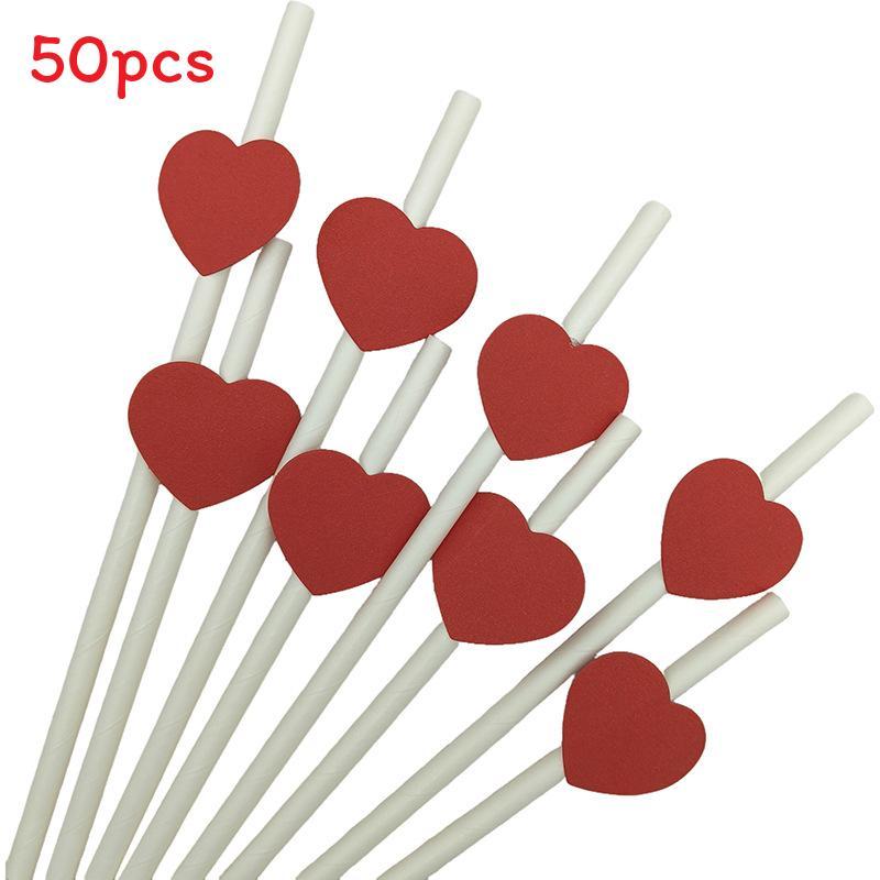Ecofriendly Heart Card Disposable Paper Straws For Cake And Party Decor