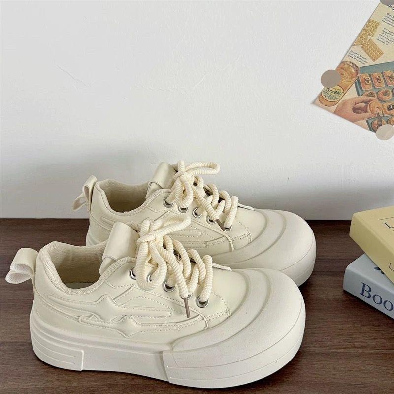 Retro big head spring and autumn new thick-soled heightening leisure sports ugly cute bread shoes 35