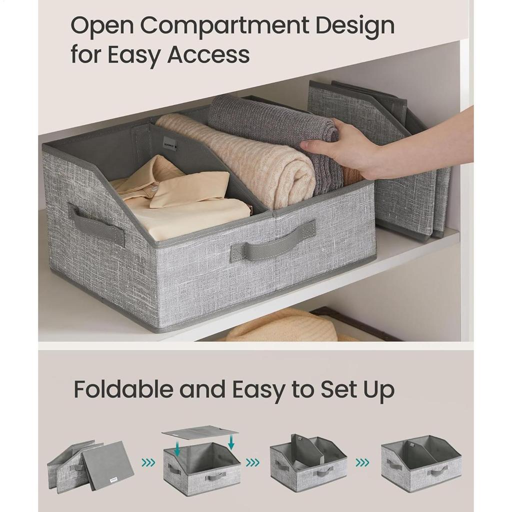 Storage Baskets for Organizing with 3 Handles Removable Dividers Fabric Basket Storage Bins for Living Room Bedroom Bathroom