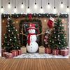 Winter Christmas Photography Background Window Curtain Fireplace Snow Xmas Tree Kids Family Portrait Home Decor Photo Backdrop7