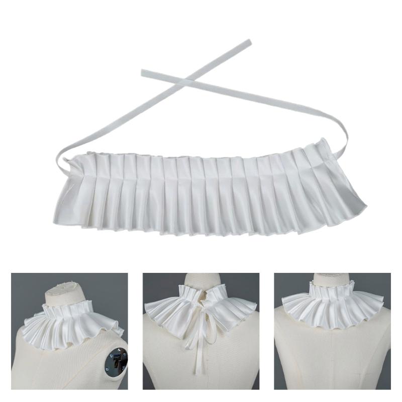 Elegant Detachable Pleated Collar Smooth Texture Simple On Off Solution For Seasonal Outfits