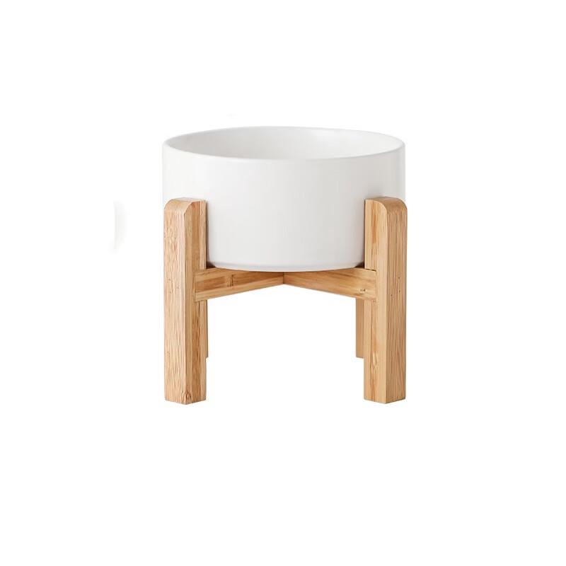 

Elegant Ceramic Noodle & Salad Bowl with Wood Stand