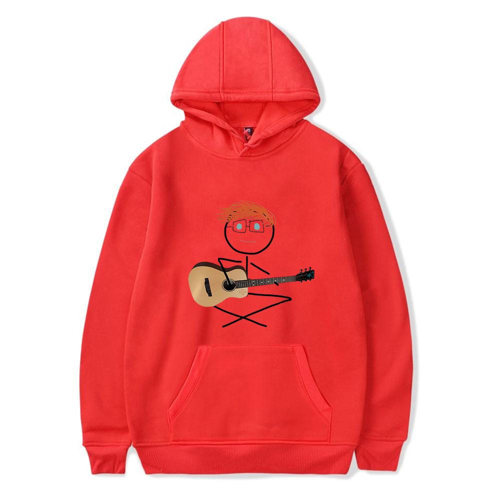 

Ed Sheeran Hoodie Harajuku Осенний пуловер Мода Унисекс Длинный рукав Повседневная уличная одежда Свободная уличная одежда XXS красный