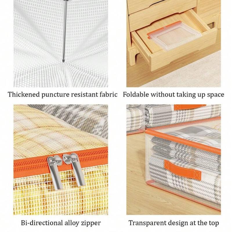 Under Bed Storage Containers Translucent Storage Bins Foldable Stackable Closet Organizer Blankets Clothing Bedding Comforter