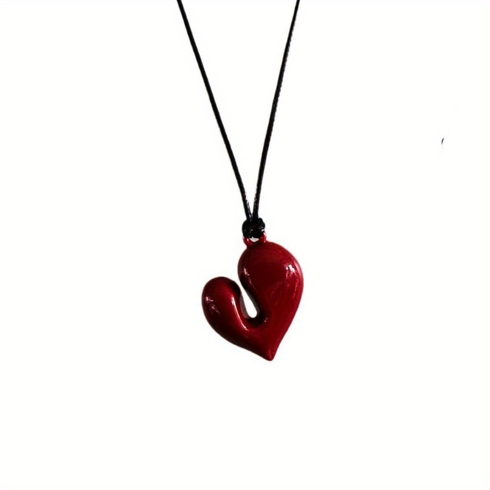 Elegant Heart Pendant Necklace - Adjustable Pull-Out Sweater Chain, Acrylic, Perfect for Everyday & Party Wear