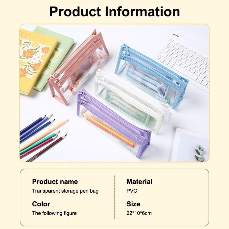 Transparent Pencil Case Large Capacity Simple Pen Bag Waterproof Cosmetic Bag School Study Stationery Office Supplies Makeup Bag