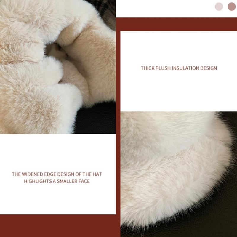 Fashionable Warm Winter Bucket Hat Furry Cats Ear Fisherman Hat For Women Girl Winter Sport Outdoor Activity Travel